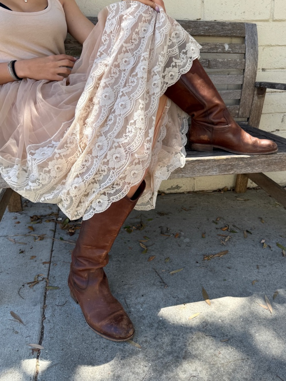 Frye melissa button riding Leather Boots in cognac